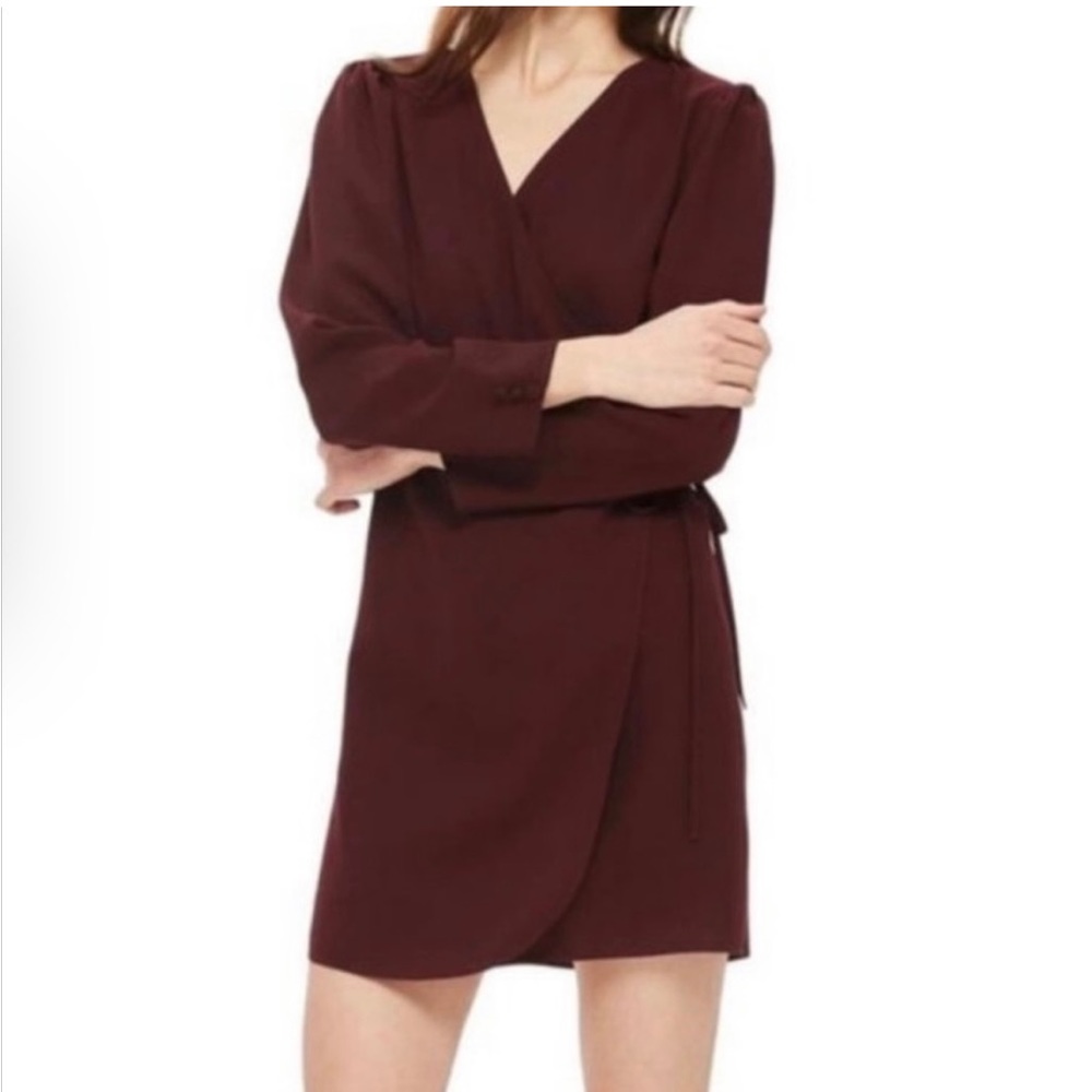 Topshop maroon wrap dress size 4